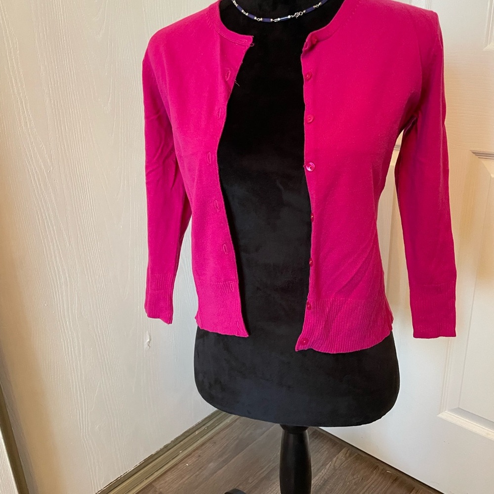 Worthington Fuchsia Button-Up Cardigan Size Chico S